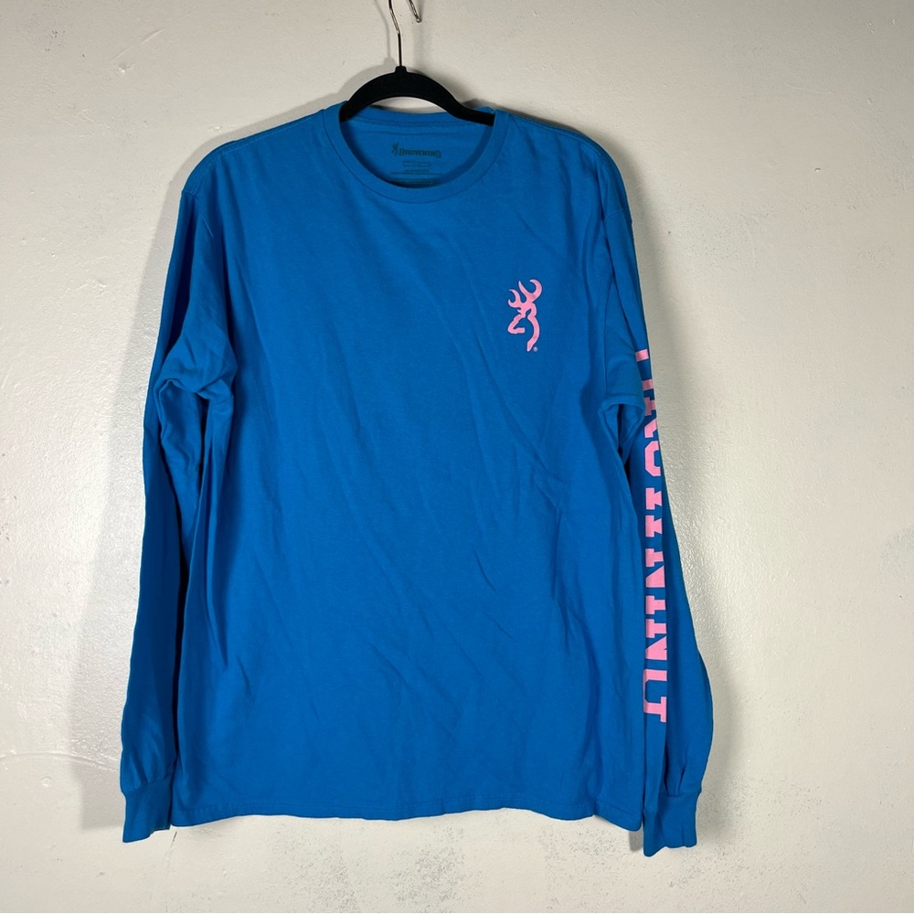 5/$30 Browning men long sleeve classic cotton blue/pink shirt size‎ large